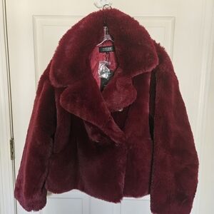 Noize Loretta Deep Red Burgundy Teddy Jacket